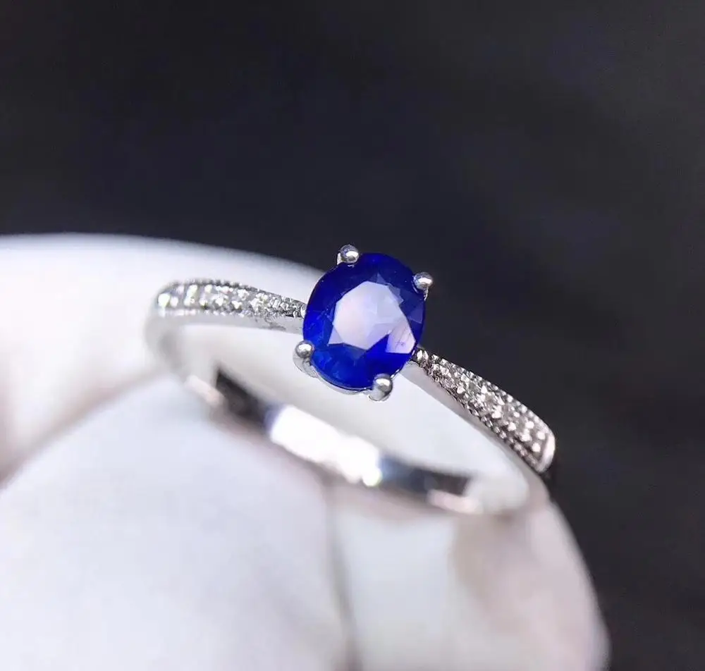 Изысканные ювелирные изделия из сапфира кольцо натуральный 0.55ct Unheat Королевский драгоценный камень, синий сапфир чистый 18 К золото ювелирные изделия для женщин Кольца Бриллианты