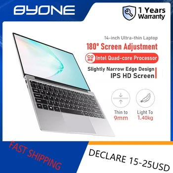 Byone Laptop For Office Laptops 14 inch Laptop Intel Celeron J3455 8GB RAM 512G SSD Computer Windows 10 Pro Portable 1080P IPS 1