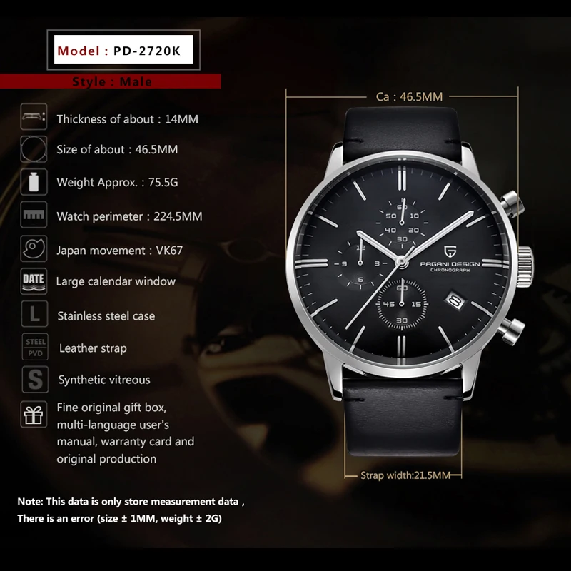 PAGANI DESIGN 2021 New Top Brand Luxury Men's Quartz Watches Men Automatic Date Watch Waterproof Chronograph VK67 Reloj Hombre