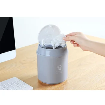 

Home Living Room Mini Trash Can Press Type Desktop Trash Can Detachable Cover Waste Bins