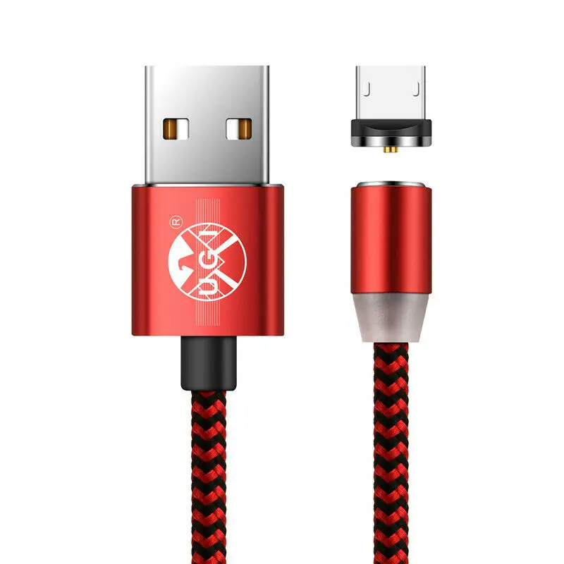 UGI 1 м 2 м Круглый Магнитный USB штекер Быстрая зарядка зарядное устройство кабель для сотовых телефонов для Iphone 11 pro max X 8 7 6 samsung S10/S9 - Цвет: Red Micro Cable