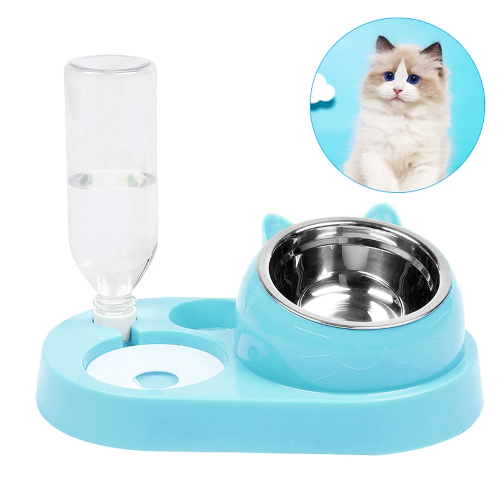 Cuencos de Gato alimentador multifuncional dispensador de agua, alimentación automática, cuencos de comida para perros, gatos, cachorros, botella para beber