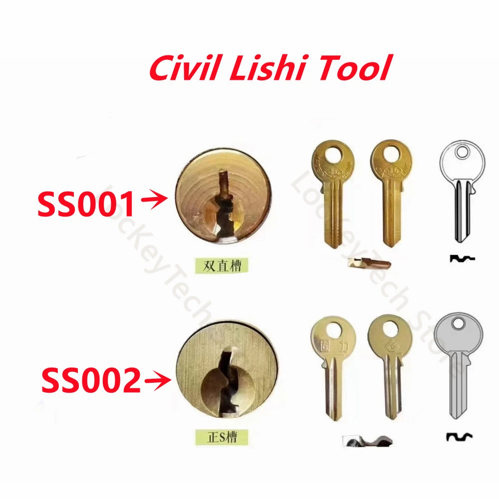 Lishi Herramienta 2 en 1 para abrir cerradura Civil, kit de herramientas de cerrajero, 2 en SS001|Cerraduras y herrajes| -