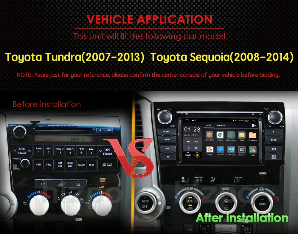 Flash Deal Android 9.0 2din  QuadCore2GB RAM 32GB SD 16GB ROM Car DVD Player for Toyota Tundra Sequoia Radio Stereo GPS Navigation system 4