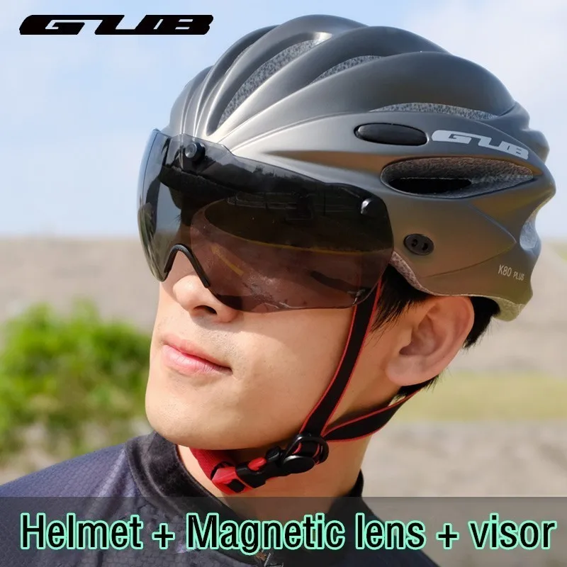Cycling Safety Cap Bicycle One piece Helmet Lens Riding Bike