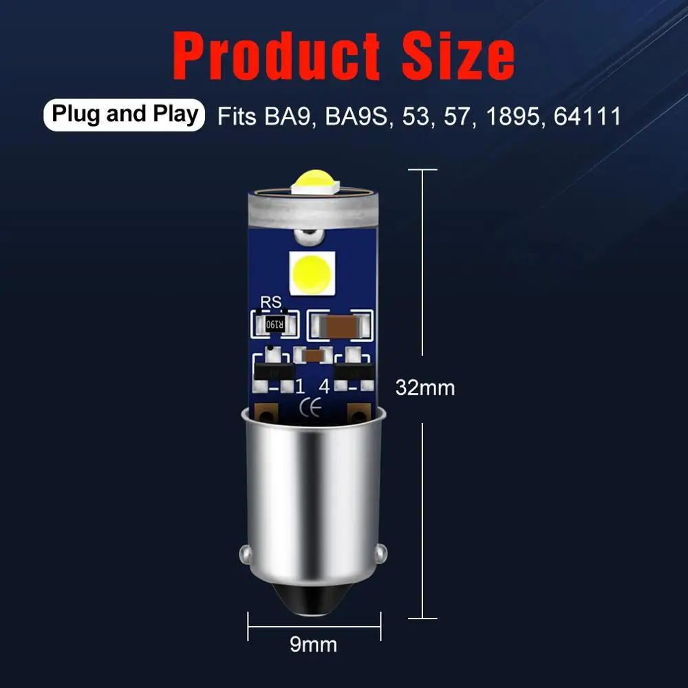 2Pcs Canbus 12V BA9S T4W Led  ڵ ׸  Ŀ  Readling ̼ ÷Ʈ  ȭƮ  ο 