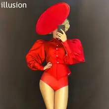 9 цветов Женская одежда для сценических танцев с пышными рукавами винтажный костюм для певицы и танцора топы и шорты Комплект из двух предметов костюм для косплея