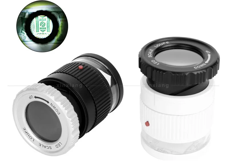 Cylindrical Scale Magnifier 30X Black/White HD Magnifying Glass With LED Lights Optical Glass 3 LED Magnifier Lupe Jewelry Loupe