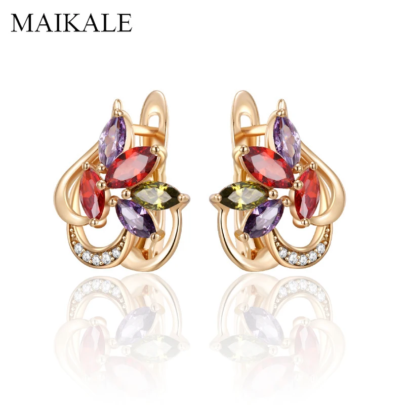 

MAIKALE Korean Earring Small Charm Earrings Colorful Zirconia Blue Zirconia Stud Earrings for Women Fashion Jewelry Wedding Gift