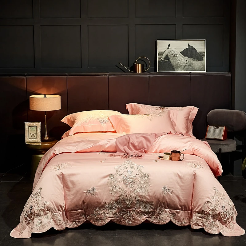 Роскошный TC атласный Египетский хлопок изысканный набор постельного белья с