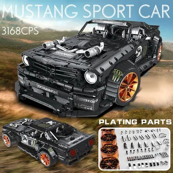 

3168pcs RC Ford Mustang Hoonicorn RTR V2 Model Building Blocks MOC-22970 Technic Racing City Car Led Bricks Toys for Kids Gifts
