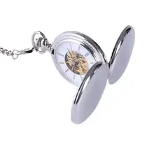 Роскошный цвета: золотистый, серебристый набор гайковерта с двойным открытым в римском стиле лицо двухсторонний открыть механические часы с цепочкой