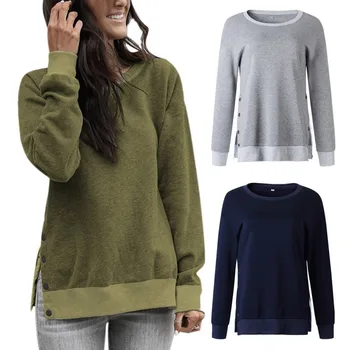 

Hoodies Sweatshirt Women Solid Color Hooded Tops Loose Sportshirt Long-sleeved Blouse Autumn Winter Coat for Girl