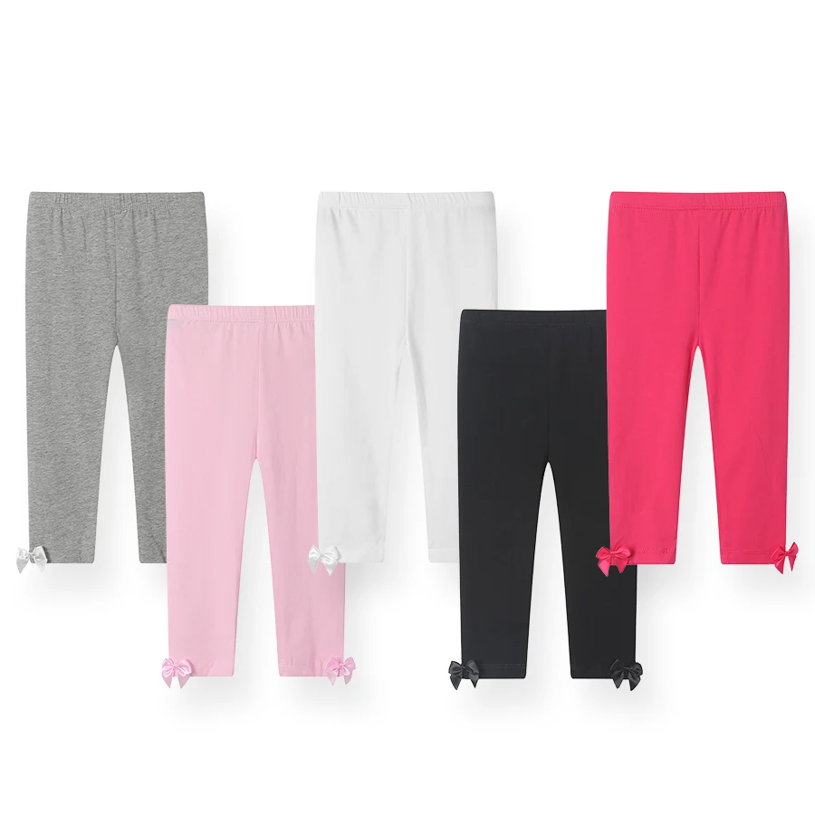 SheeCute/спортивные Капри Леггинсы с бантом для маленьких девочек; SCL4107