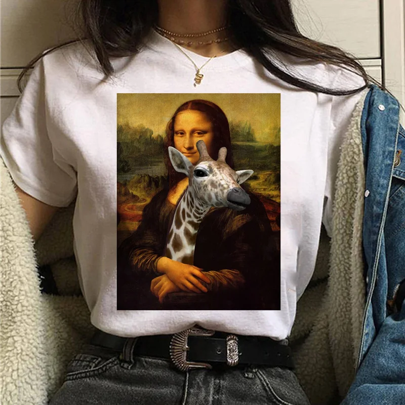 Mona lisa Футболка Harajuku Женская 90s забавная Винтажная Футболка Ullzang с графическим рисунком футболка корейский стиль футболки женские эстетические