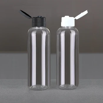 

50pcs 120ml Clear Plastic Flip Cap Bottles Sample Liquid soap Tools with round Shoulder Reagent Container shampoo gel bottle