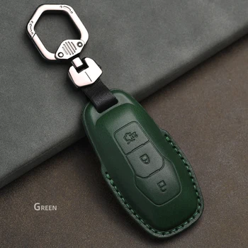 

Leather Key Case Cover for Ford Fusion Mondeo Mustang F-150 Explorer Edge 2015 2016 2017 2018 Accessories Protect