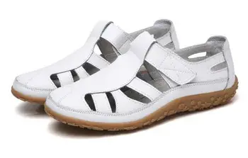 

YEELOCA 2020 Women Gladiator Sandals Split Leather a001 Summer Shoes Woman Hollow out Flat Sandals Ladies VC054