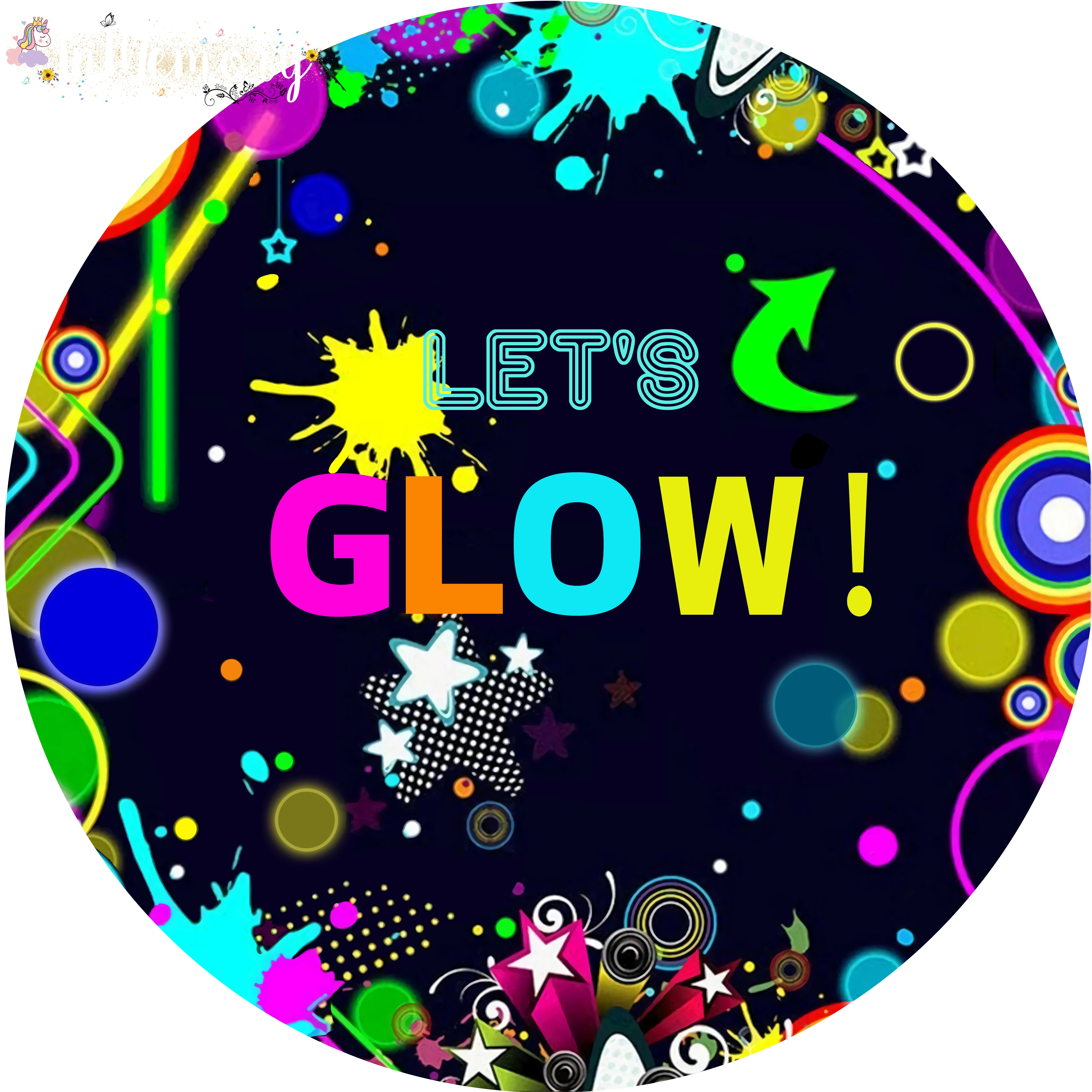Lets Glow Round Backdrops  ׿  Ƽ  ũ ̺ Ŀ   Ŭ 