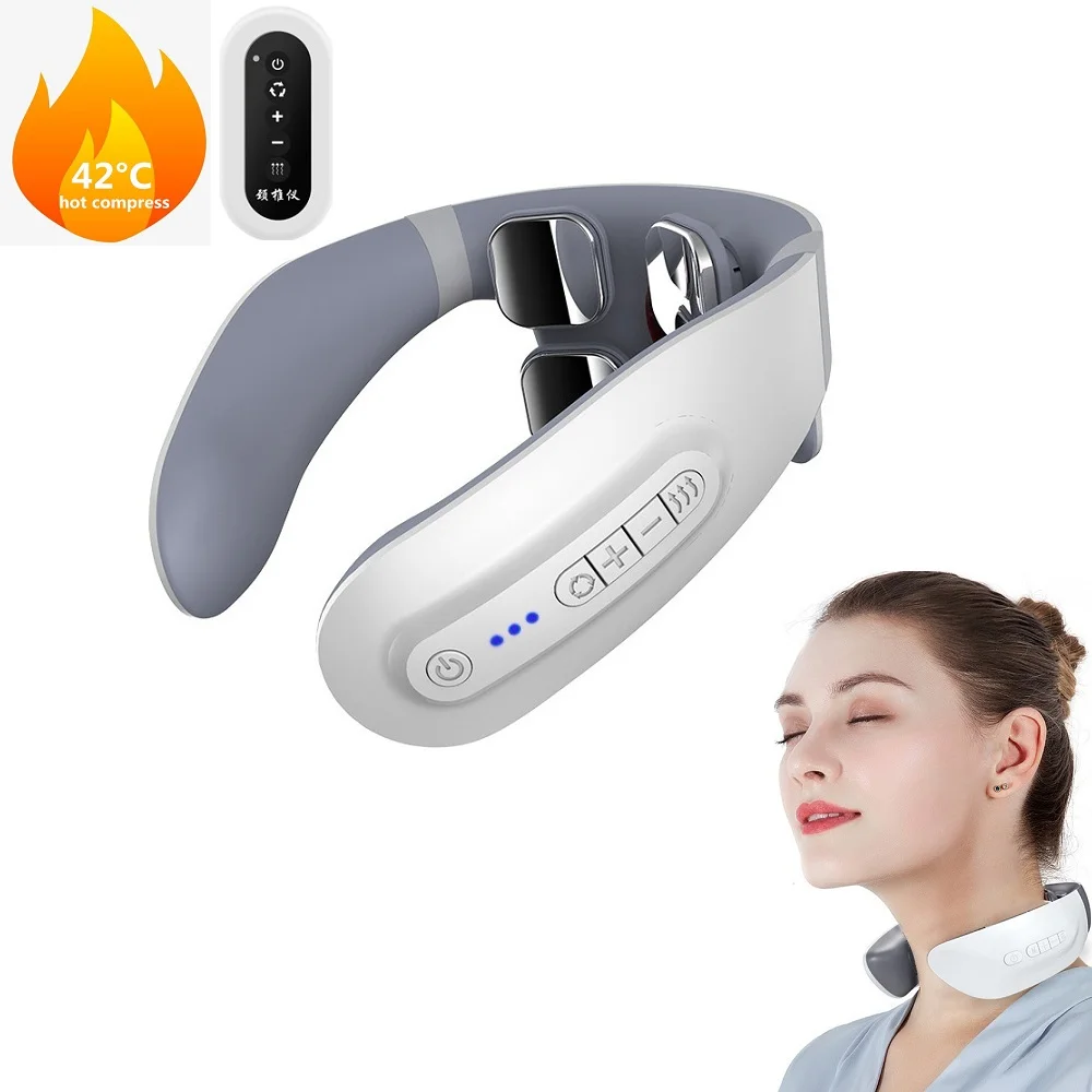 6 Modes Neck Massager  Shoulder Cervical Massager 18 Gears Pulse Pain Relief Tool Hot Compress Pulse Neck Protector Rechargeable