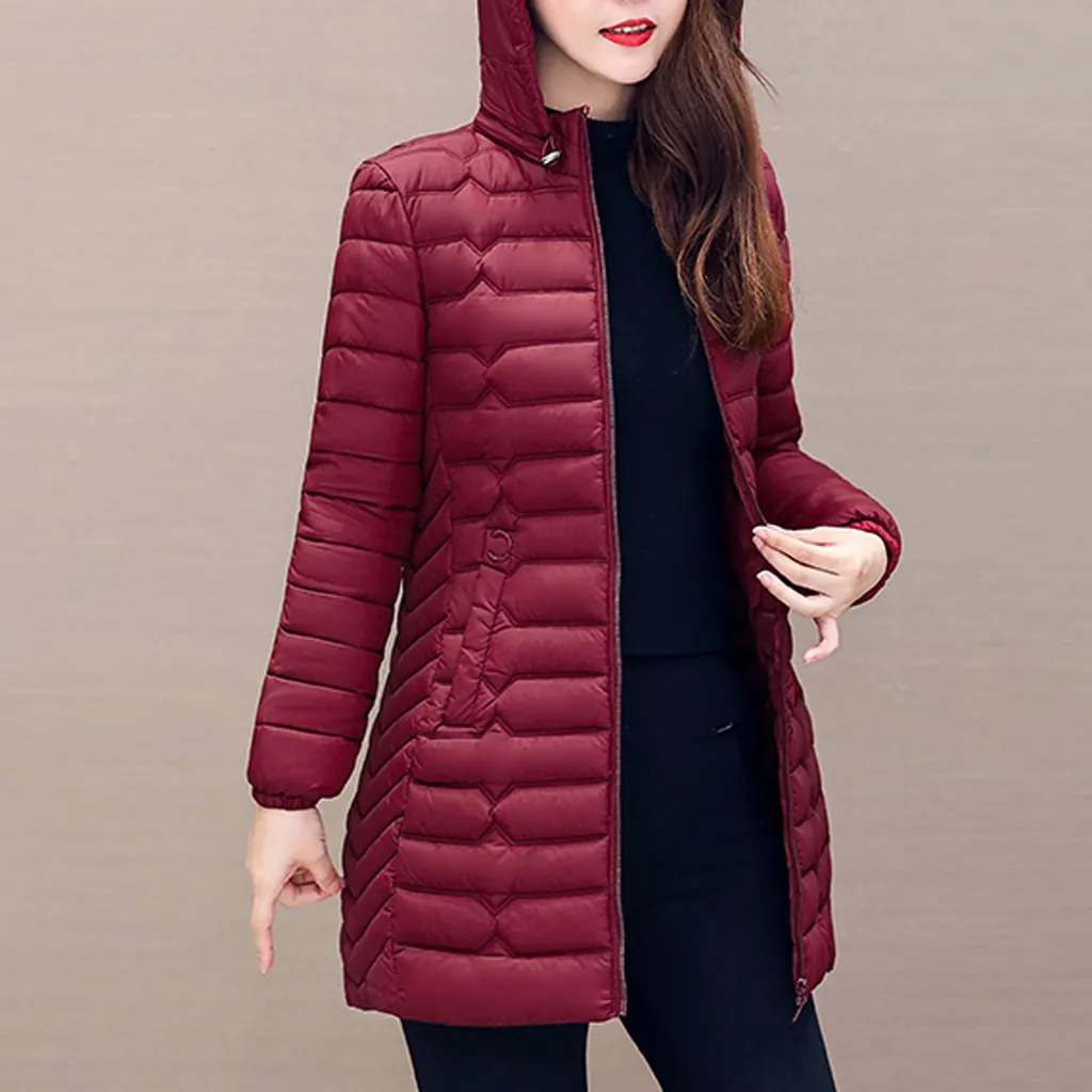 

Women Coat Nice Cotton Parka Jacket Women Hooded Winter Solid Long Coat Slim Female Coat Outwear Parkas Plus Size 6xl T3