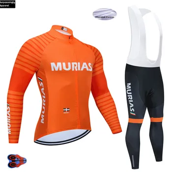 

2019 Winter TEAM MURIAS Thermal Fleece Cycling Jersey Bike Pants Set Mens 9D Pads Ropa Ciclismo Cycling Wear Maillot Culotte