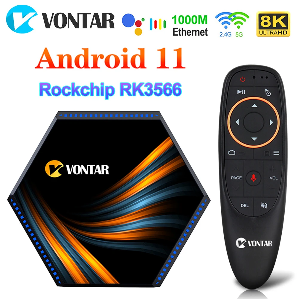 ТВ-приставка VONTAR KK MAX RK3566 Android 11 8 + 64/4/32 ГБ Wi-Fi 4K 8K Google Assistant Youtube медиаплеер |