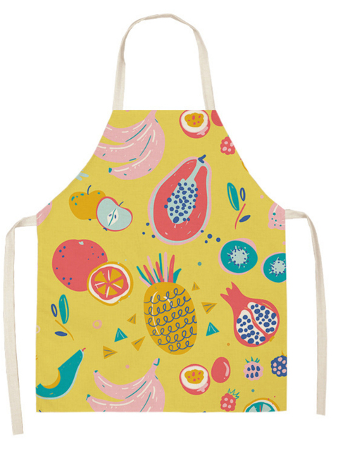 Fruit Pattern Linen Hand Wipe Sleeveless Waist Apron Home Decor Kitchen Baking Cleaning Tool Anti-stain Dining Workwear