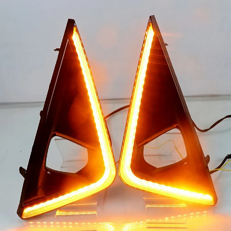 2 шт. для Toyota Alphard- Светодиодный дневной ходовой светильник DRL Автомобильная противотуманная фара 6000K Белый Желтый поворотный синий светильник