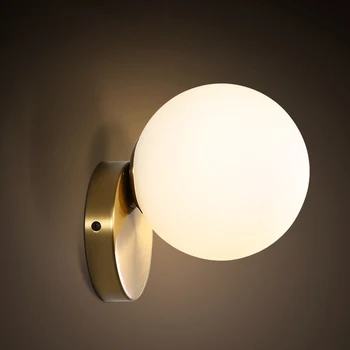 

LED wall lamps Modern Glass Wall light for passage corridor Bedroom bedside lamp AC85-265V Milk White Globe Glass Ball Lampshade