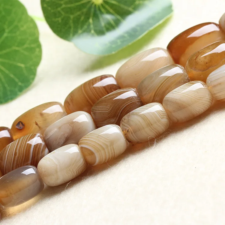 

15.5'' One Strand Light Silk Coffee Bright Agate Barrel Loose Beads 10*14mm 13*18mm Diy Jewelry Findings