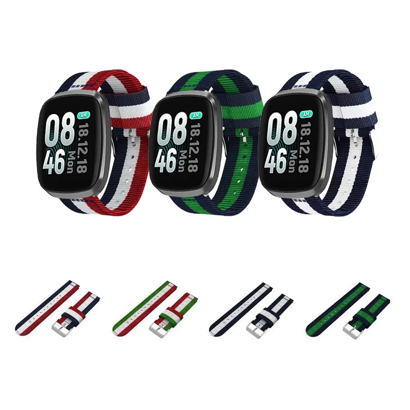 Nylon for fitbit versa bands 22.5mm sport Replacement Woven breathable