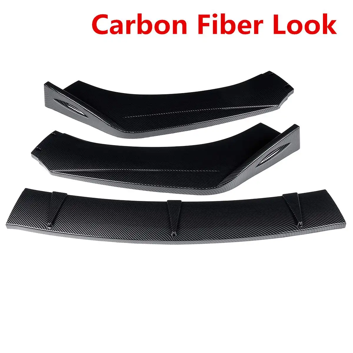 Carbon Fiber Look 3 шт. автомобильный передний бампер сплиттерная губа Корпус Комплект спойлер, диффузор дефлектор протектор для hyundai Veloster 2013 - Цвет: Carbon Fiber Look
