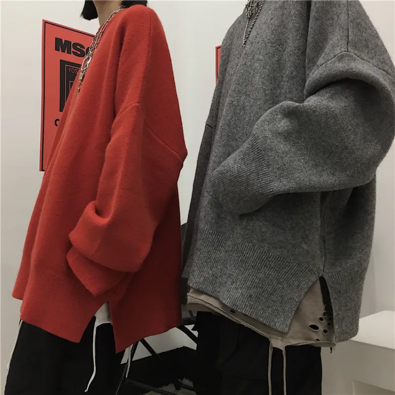 Winter Men's Lover' Clothes Round Neck Coats Oversize Knitting In Warm Knit Cashmere Pullover Casual Brand Grey Woolen Sweater |