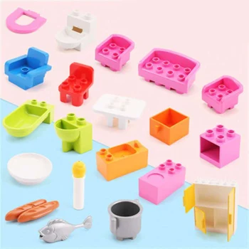 

1 Pcs DIY Big Size Building Block Bulk Play House Table Wardrobe Accessorie Compatible Brand Duploed Toy For Children Block Gift
