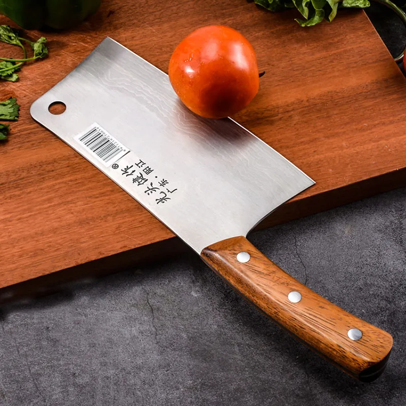 Stainless Steel Meat Cleaver Knife with Wooden Handle, Heavy Duty Bone  Chopper for Butcher, Slicing Vegetables (8 In)