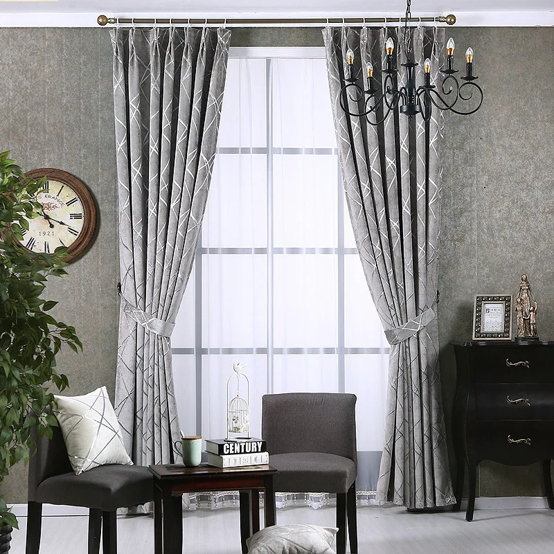 

Simple Modern Thickened Chenille Jacquard Shade Curtains for Living Dining Room Bedroom.