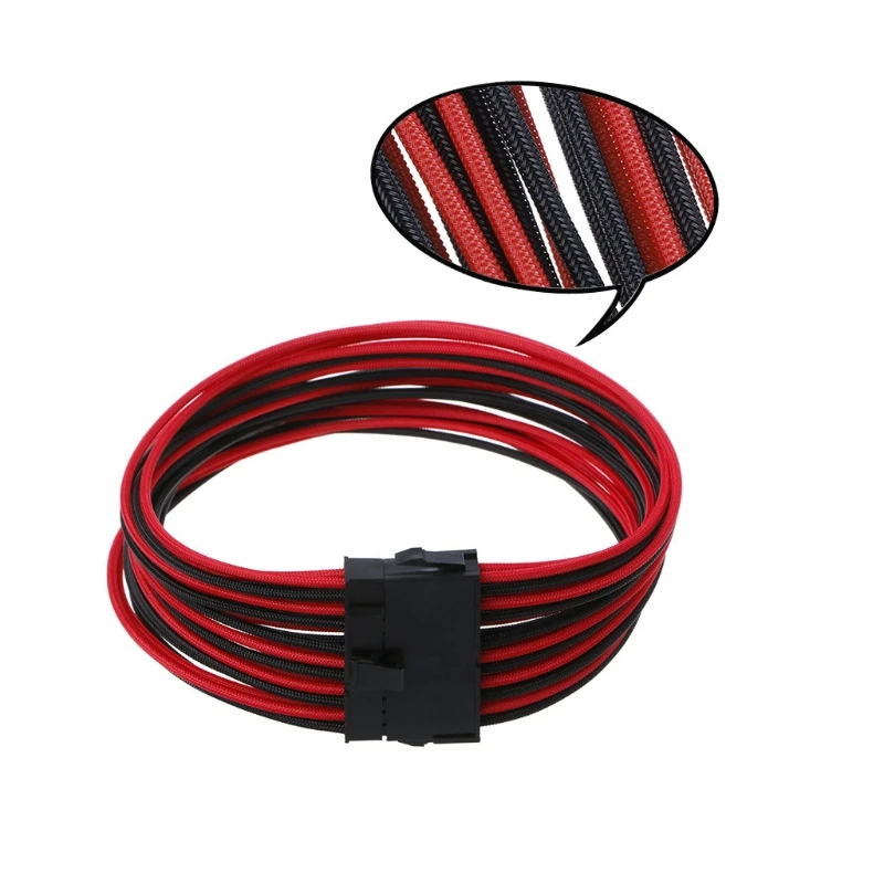 

High quality 24Pin EPS PSU Black & Red Single Sleeved Power Extension Cable U4LD