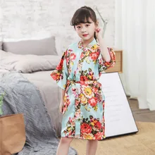 Халат с цветочным узором для девочек халаты для невесты, детская пятнистая ночная рубашка, однотонный Шелковый детский халат, вечерние Халаты невесты, кимоно