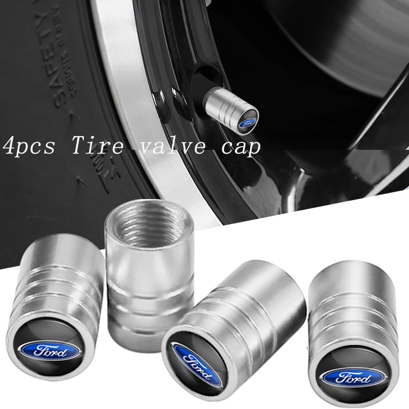 4Pcs Metal Wheel Tire Valve Stem Caps For Ford Fiesta Focus Fusion