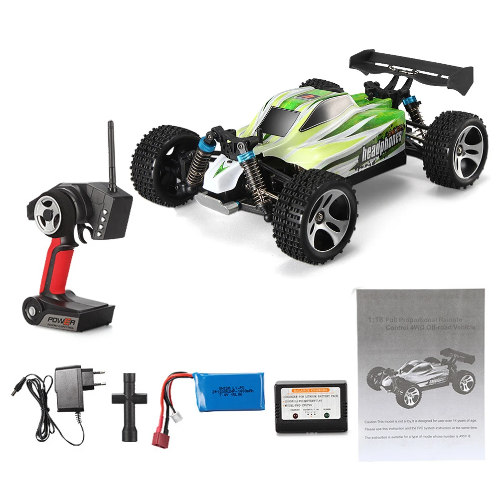 

Toy 1:18 Kids Electric Off-Road Racing 4WD Buggy Four-Wheel Drive RC Car Gift A959-B 70km/h 2.4GHz Remote Control