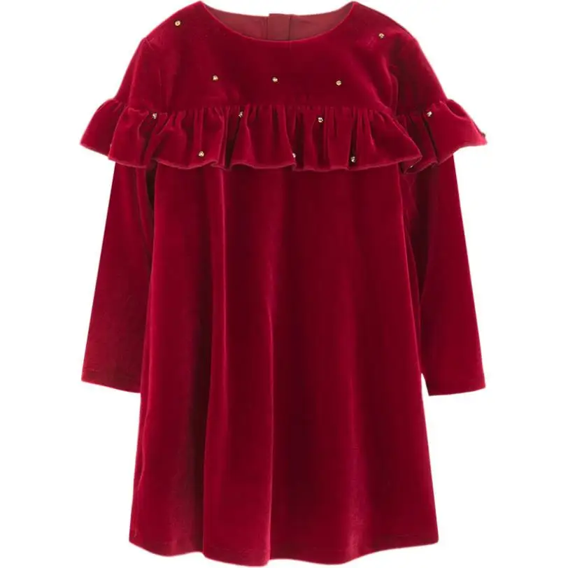

Princess Baby Girls Christmas red Dress Kids Cute Velour Dress Baby Velvet diamond Fashion Kids Party