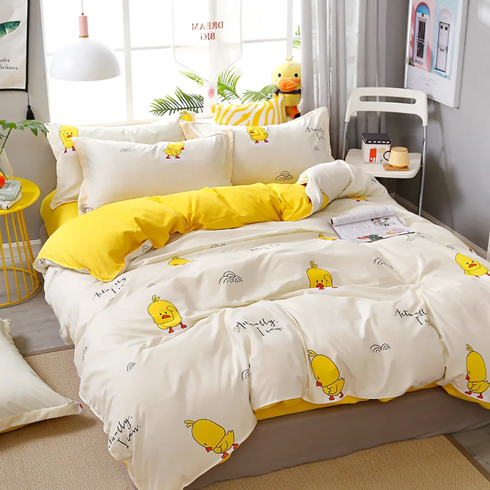 Brown Bedding Set Thumпостельные принадлежности милый комплект постельного белья с принтом кроликов для детей Свежий Простой пододеяльник Зеленый Королева Король Полный Твин одиночный удобный постельный комплект - Цвет: Brown Bedding Set
