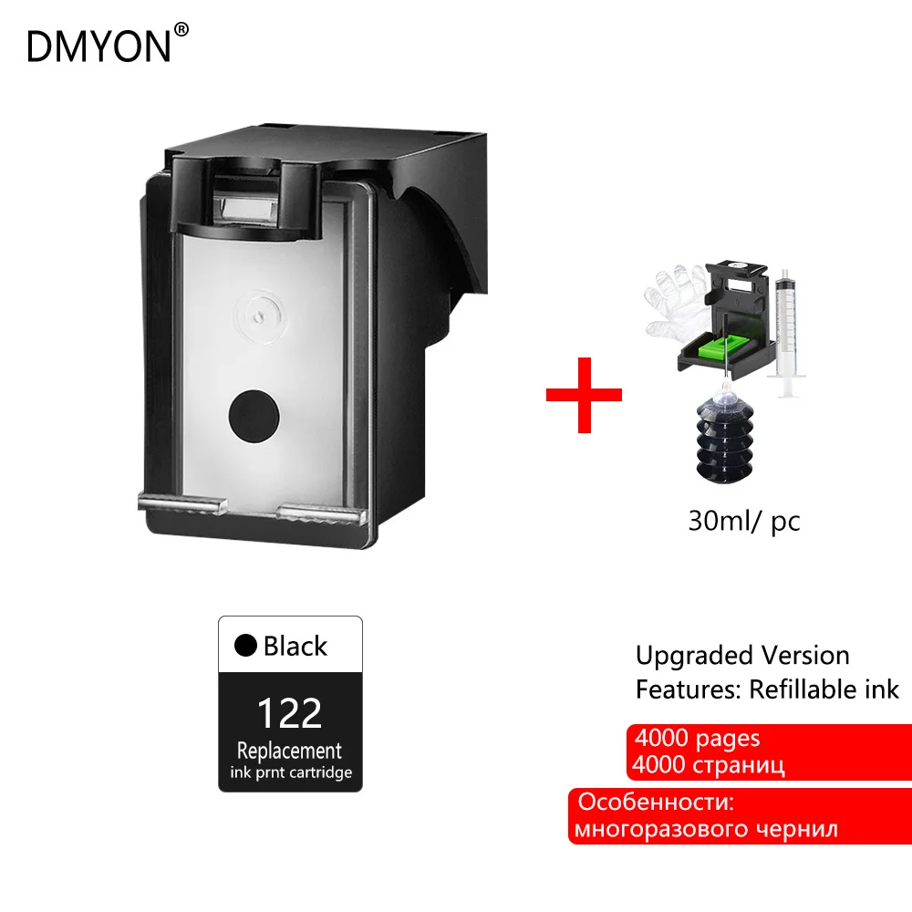 DMYON 122XL Refill Ink Cartridge Replacement for HP 122 Deskjet 1000 1050 2000 2050 2510 3000 3054 4500 4630 4632 5530 Printer