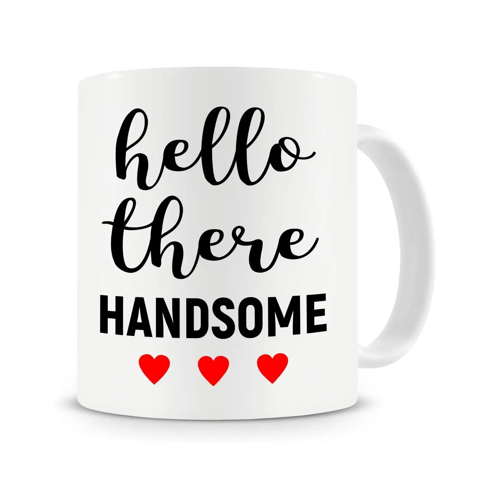 

Hello There Handsome Mug, Valentines Day Gift, Gift for Her, Funny Coffee Mug Cup with Stirring Spoon
