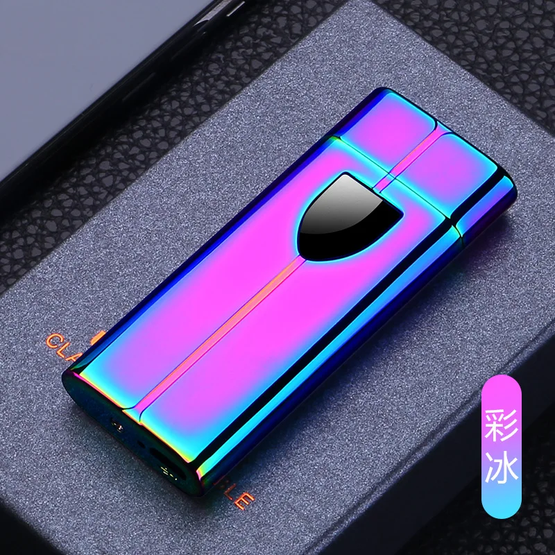 Lafagiet Roate Arc прикуриватель USB Электронная турбо импульсная Зажигалка ветрозащитные Плазменные зажигалки Светодиодный дисплей питания Encendedor - Цвет: Rainbow Ice