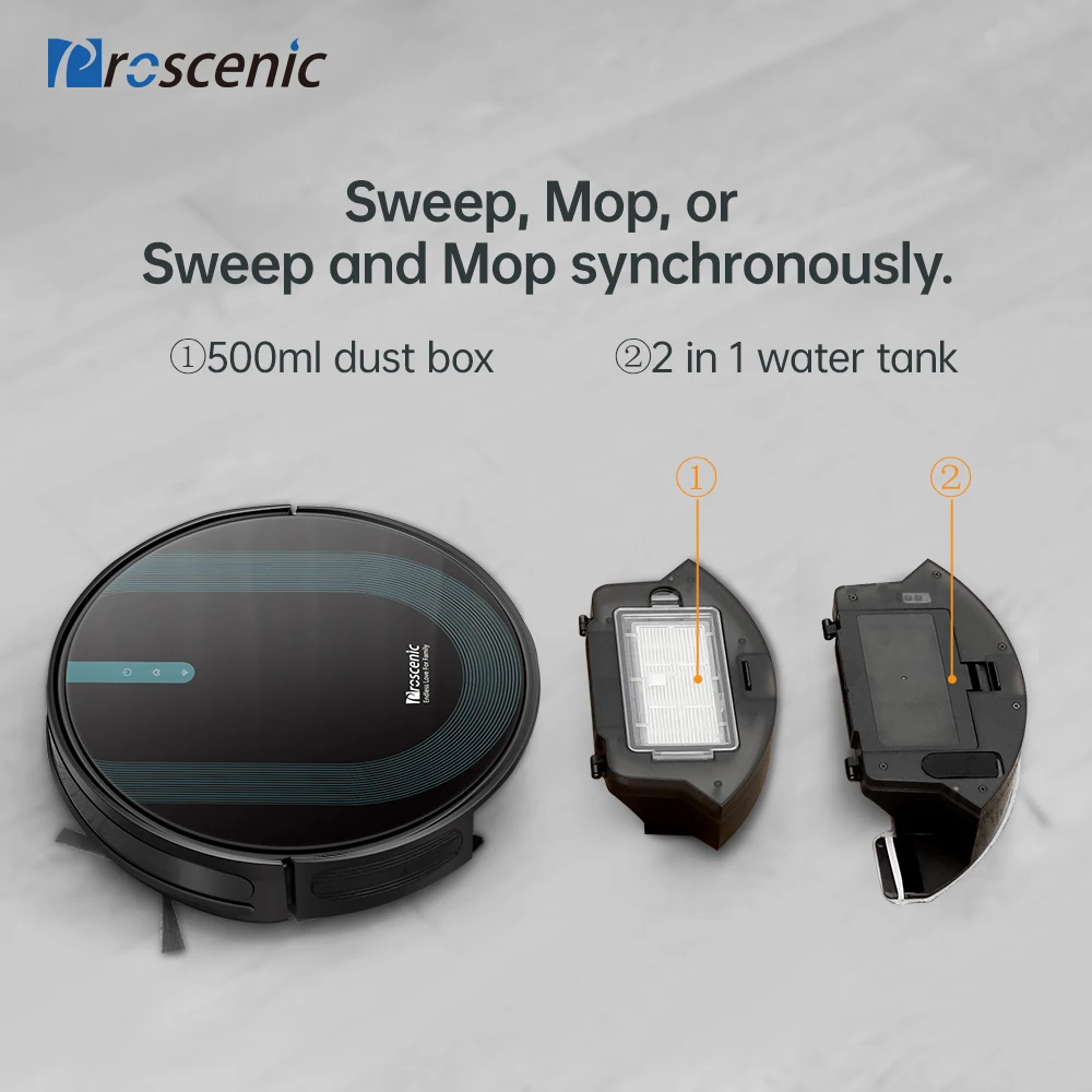 Proscenic 850T Robot Vacuum Cleaner Vboost Teknologi 3000Pa Besar Hisap 2  In 1 Cleaning Debu Kolektor Air Listrik tank - AliExpress Peralatan rumah