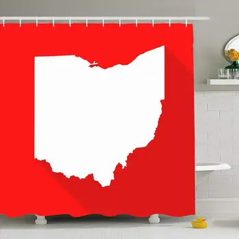 

Shower Curtain Set with Hooks 60x72 Ohio White Mapborder Color Flat Simple Style Nation Continent Signs Symbols Business Finance