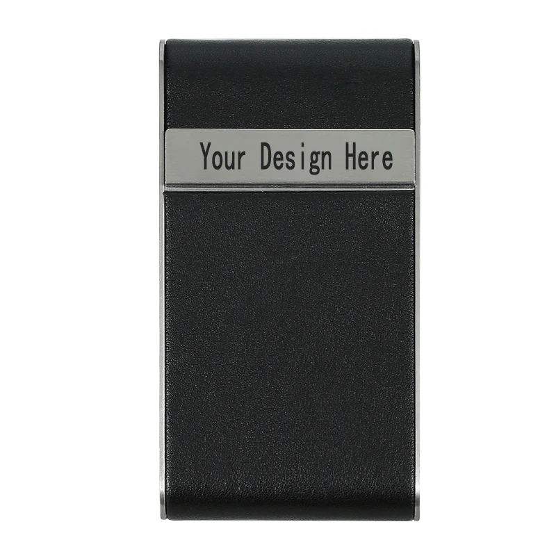 Elegant Red and Black Slim Cigarette Case - Stainless Steel with PU Leather Finish, Personalized Logo Option, Stylish Smoking Accessory