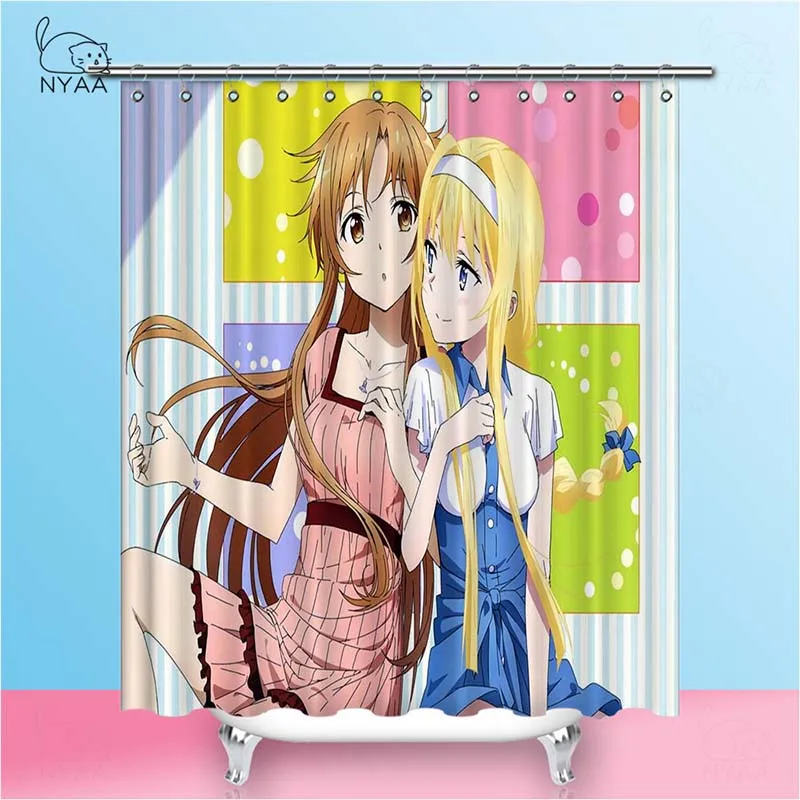 Nyaa Sword Art Online занавески для душа Водонепроницаемый полиэстер ткань аниме пляжные занавески для ванной комнаты для домашнего декора - Цвет: NY5733